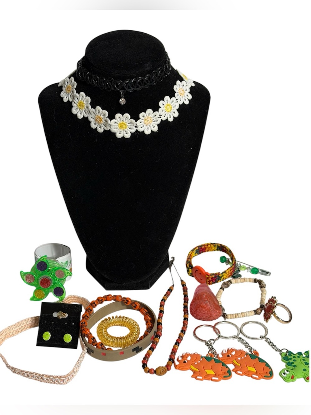 Girls Tweens Jewelry Lot Colorful Chokers Bracelets Keychains Loads of Fun